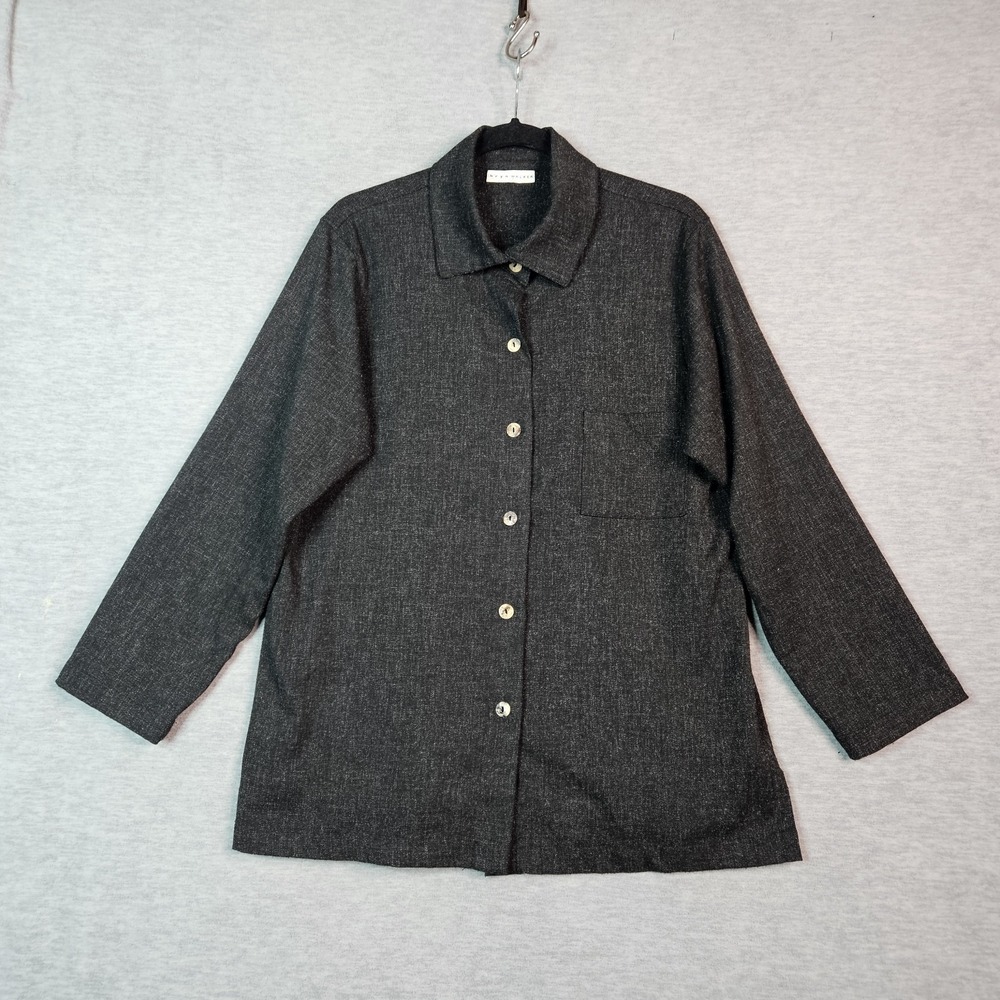 Bryn walker Women's Dark Grey Button Up Unlined Light weight Jacket Sz M
